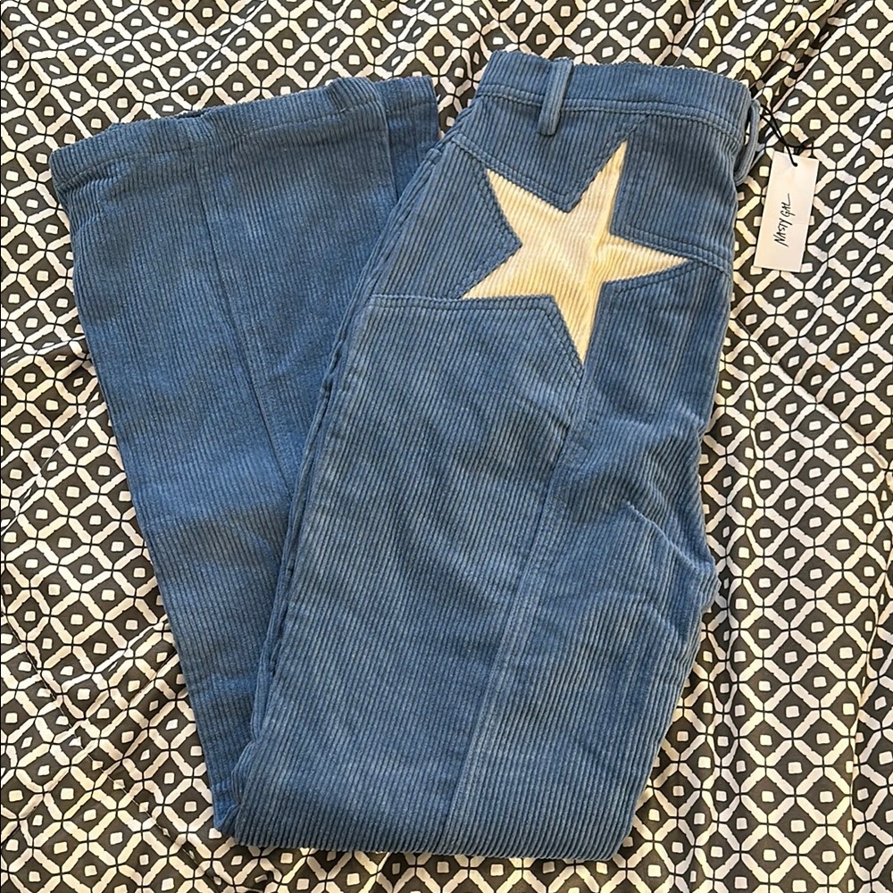 NastyGal Corduroy High Waisted Flared Star Bum Pants - Picture 2 of 6